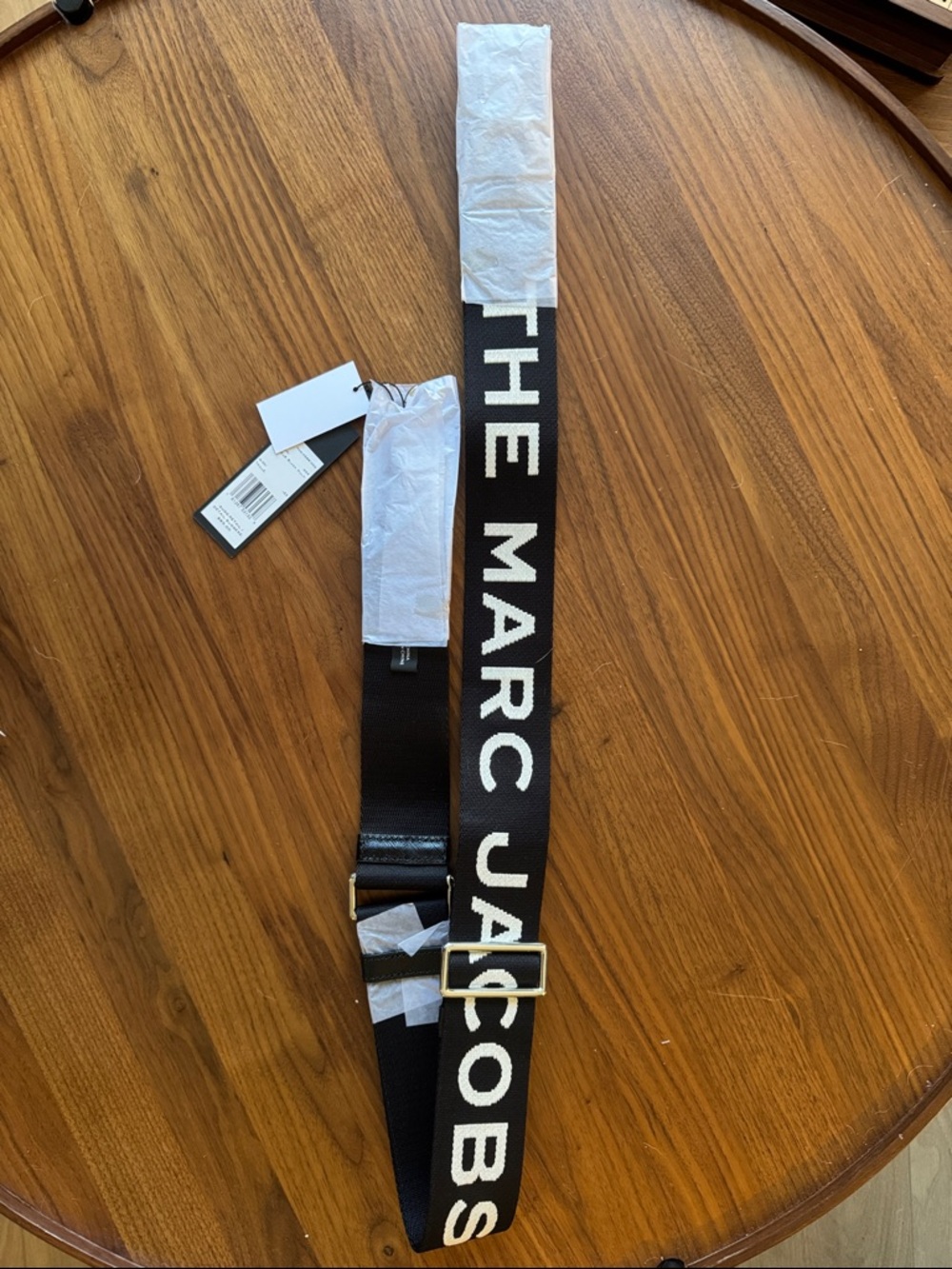 Marc Jacobs Black Webbing Strap with White Logo Silver Hardware
